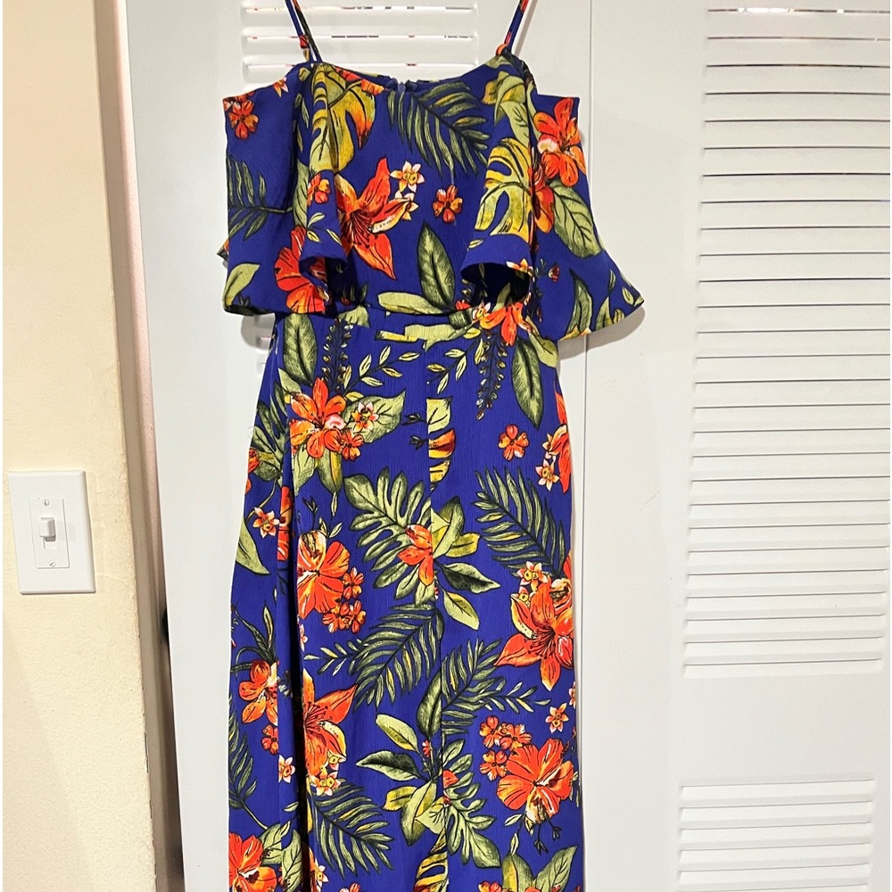 Tropical Flowers Maxi Dress Size Medium Women